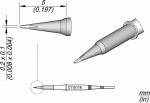 Preview: The image shows a technical drawing of a pointed object with dimensions. There are three views: a side view, a top view, and a plan view with detailed measurements.