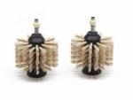 Preview: The image shows two round brush attachments. They have a black base with numerous light bristles arranged symmetrically. Each brush has a small spring on top.