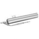 Preview: The image shows a silver cylinder with a mount on one end. On the side, there is a smaller, curved outlet. The cylinder has a smooth, shiny surface.