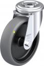 Preview: The image shows a simple wheel with a gray rubber tire and a metallic holder. The holder has a shiny surface and a central axle.