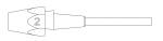 Preview: The image shows a schematic representation of an object with a sharp, conical shape. On the broader side, the number 
