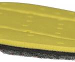 Preview: The image shows a multi-layered sponge. The top layer is yellow and soft, followed by a gray and then a black layer beneath it. The surface has small holes.