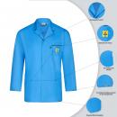 Preview: The image displays a light blue long-sleeve work shirt with a chest pocket and a logo. It emphasizes breathable material and practical features such as special buttons.