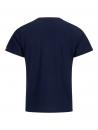 Preview: The image displays a simple, short-sleeved T-shirt in dark blue. It features a round neckline and a straight fit. The cut is plain with no additional embellishments.