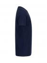 Preview: The image displays a simple, dark blue T-shirt shown from the side. It has short sleeves and a round neckline. The fabric appears soft and smooth.