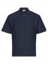 Preview: Das Bild zeigt ein kurzärmliges Polohemd in navyblau mit feinen, horizontalen Streifen. Es hat einen klassischen Kragen, drei Knöpfe und ist aus einem angenehmen, weichen Stoff gefertigt.