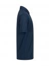 Preview: The image shows a dark blue, short-sleeved polo shirt. It features a classic collar and a straight silhouette that extends to the hip. The fabric appears smooth and comfortable.