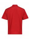 Preview: The image displays a red polo shirt. It features a classic collar and short sleeves. The surface is slightly textured with fine stripes. The cut is loose and sporty.