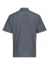 Preview: The image shows a gray polo shirt made from a lightly textured material. It has short sleeves and a classic collar, with narrow horizontal lines in the fabric design.