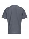 Preview: The image shows a gray T-shirt with a simple striped pattern. It has short sleeves, a round neckline, and a loose fit. There is a small logo on the left side.