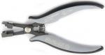 Preview: The image shows a pair of pliers with gray, rubberized handles and a spring mechanism in the middle. It has a black working area with a special opening for gripping.