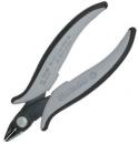 Preview: The image displays a sleek pair of pliers with gray, ergonomically shaped handles and a black cutting edge. The pliers feature a curved design and a central screw head.