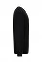 Preview: The image displays a black sweatshirt from a side view. It features long sleeves and a round neckline, with a simple, straight cut and elastic cuffs at the sleeves and hem.
