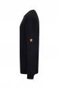 Preview: The image shows a black long sleeve shirt. It has a round neckline and a simple, straight shape. There is a small, yellow logo on the left sleeve.