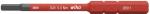 Preview: The image displays a red bit set from Wiha. It features a slim shape with a gray tip. Measurements and the brand are printed in white font on the red surface.