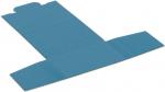 Preview: Das Bild zeigt eine flache, blaue Pappbox im aufgeklappten Zustand. Sie hat an den Seiten und oben Einkerbungen für eine einfache Faltung. Die Oberfläche ist glatt und einfarbig.
