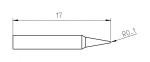Preview: The image displays a technical drawing of a sharp object measuring 17 units in length. The tip features a rounded shape (Ro.1). The design is simple, devoid of color.