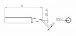Preview: The image displays a technical drawing of an object with a length of 17 mm. At the front, it tapers to a point with a diameter of 0.34 mm and a specified radius.