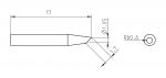 Preview: The image shows a technical drawing of an object with dimensions. It has a straight section that transitions into a more pointed shape, and includes various diameters and radius details.