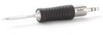 Preview: The image shows a silver soldering iron with a black rubber grip. The grip has a grooved structure for better hold. The tip is thin and sharply shaped.