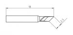 Preview: The image displays a technical drawing of a tool. It features a straight, wide edge and an angled tip. Dimensions are provided: 18 mm wide, 2.5 mm height.
