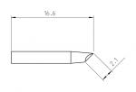Preview: The image shows a technical drawing of an object with a length of 16.6 mm and an angle of inclination. At one end, there is a tapered edge measuring 2.1 mm.