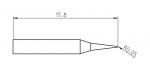 Preview: The image displays a technical drawing of an elongated object with an edge that tapers to a point at one end. The height is specified as 17.8 mm and a curvature with R0.05.