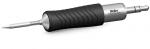 Preview: The image shows a screwdriver with a black, rubberized grip and a narrow, metallic tip. It has a sturdy, ergonomic shape for a good grip.