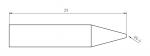 Preview: Das Bild zeigt eine technische Zeichnung eines Objekts mit einer Länge von 29 mm und einer spitz zulaufenden Form. Eine Rundung mit einem Radius von 0,4 mm befindet sich an der Spitze.
