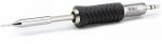 Preview: The image displays a soldering iron with a gray, rubberized handle. The metallic iron features a pointed tip and an ergonomic shape that fits comfortably in the hand.
