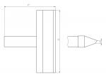 Preview: Das Bild zeigt eine technische Zeichnung eines Bauteils. Es hat eine T-Form mit den Maßen 27 mm Breite und 33 mm Höhe. An einem Ende verjüngt sich das Teil zu einer Spitze.