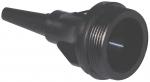 Preview: The image shows a black, conical adapter. It has a thread at one end and a pointed opening at the tip. It appears solid and is made of plastic.