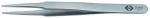 Preview: The image shows a silver stainless steel tweezer. It has thin, pointed tips and a flat, wide surface. The tweezer is slightly curved and features an engraved number.