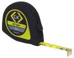 Preview: In the picture, there is a tape measure visible. It has a black, rubberized casing with yellow and gray details. The tape measures up to 3 meters and is partially extended.
