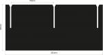 Preview: The image shows a black, rectangular shape with two notches at the top. The dimensions are 253 mm in width and 120 mm in height, with notches of 110 mm.