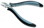 Preview: Das Bild zeigt eine spitze Zange mit ergonomischen, grauen und schwarzen Griffen. Die Zangenspitzen sind schmal und scharf, ideal zum Schneiden oder Greifen von kleinen Objekten.