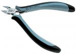 Preview: Das Bild zeigt eine Zange mit kurzen, schmalen Spitzen. Die Griffe sind schwarz und hellblau, ergonomisch geformt. Die Klingen sind glänzend und robust, ideal für präzises Arbeiten.