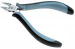 Preview: Das Bild zeigt eine gepaarte Zange mit einem ergonomischen Griff. Die Zange hat eine glänzende, scharfe Schneide und einen blauen, antirutschbeschichteten Handgriff mit schwarzem Unterteil.