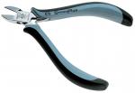Preview: Das Bild zeigt eine Zange mit geschwungenen, ergonomisch geformten Griffen. Die Griffe sind blau und schwarz, und die Zange hat eine glänzende, metallische Schneide.