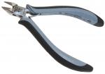 Preview: Das Bild zeigt eine Zange mit einem ergonomischen, blauen und schwarzen Griff. Die Spitzen sind scharf und leicht gebogen, ideal zum Schneiden. Sie wirkt robust und präzise.