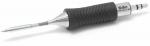Preview: The image shows a soldering iron that is sleek and metallically shiny. The handle is ergonomic, with a textured, black rubber coating for better grip.