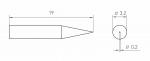Preview: Das Bild zeigt eine technische Zeichnung eines kegelförmigen Objekts: Es ist 19 mm lang, mit einem Durchmesser von 3,2 mm an der Basis und 0,2 mm an der Spitze.