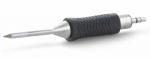 Preview: The image shows a self-sharpening pencil with a hard, round, metallic tip and a rubberized, ridged grip. The grip is black and provides good traction.