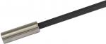 Preview: The image shows a long, thin screwdriver with a metallic handle and a black, flat blade. The blade is straight and narrow.