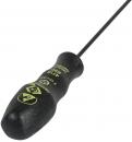 Preview: The image shows a black screwdriver with an ergonomic handle and a long, thin blade. There are green markings on the handle. Ideal for precision work.