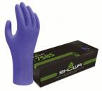 Preview: The image shows a purple rubber glove standing upright next to a black package with green accents, labeled 
