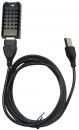 Preview: The image shows a black USB cable with a rectangular connector on one end. The other end has a flat USB plug. The cable is heavily coiled and has a textured surface on the connector part.