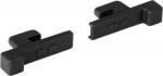 Preview: The image shows two black clip-like parts. Each has a rectangular shape with small arrow symbols indicating the direction. They are made of matte plastic.