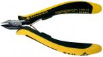 Preview: The image shows a precise pair of pliers with black, pointed cutting edges and ergonomic, yellow handles. The pliers are sturdy and specifically designed for delicate tasks.