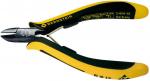 Preview: The image shows a pair of pliers with black, pointed blades and an ergonomic handle in yellow and black. The handle features markings and the 